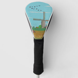 Niederländische Windmühle Landschaft Niederlande Golf Headcover