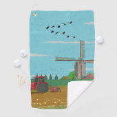 Niederländische Windmühle Landschaft Niederlande Golfhandtuch (Insitu)