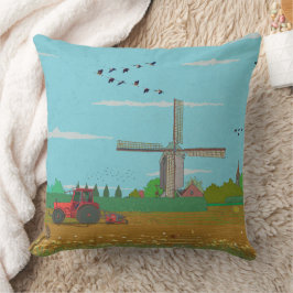 Niederländische Windmühle Landschaft Niederlande Kissen
