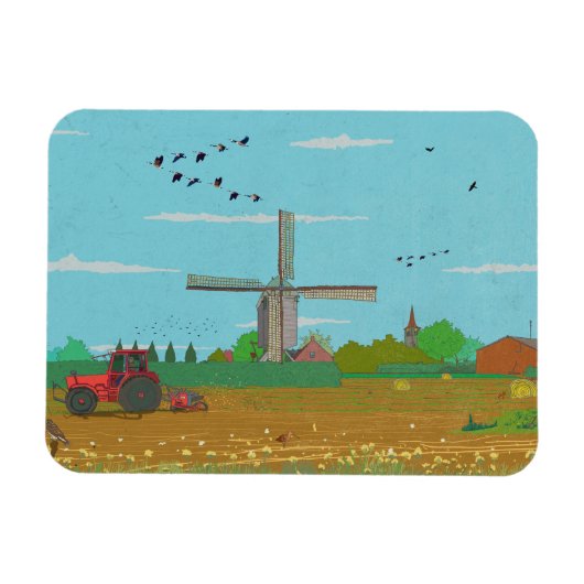 Niederländische Windmühle Landschaft Niederlande Magnet (Horizontal)