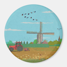 Niederländische Windmühle Landschaft Niederlande Magnet