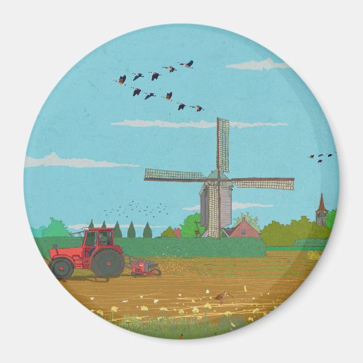Niederländische Windmühle Landschaft Niederlande Magnet (Vorne)