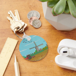 Niederländische Windmühle Landschaft Niederlande Schlüsselanhänger