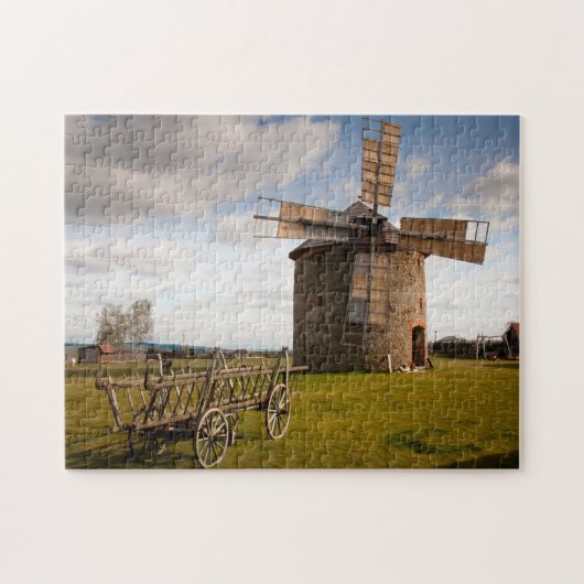 Niederländische Windmühle mit Clear Blue Sky Puzzle (Horizontal)