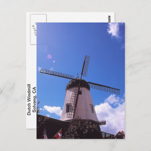 Niederländische Windmühle, Solvang CA Postkarte (Vorne/Hinten)