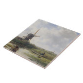 Niederländische Windmühlen nähern sich Gein Fluss, Fliese (Seite)