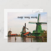 Niederländische Windmühlen, Zaanse Schans. Postkarte (Vorne/Hinten)