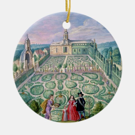 Niederländischer Garten, 1650 (w/c auf Papier) Keramik Ornament (Vorne)