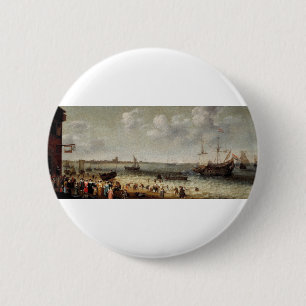Niederländischer Hafen in der Nähe der Stadt Brill Button