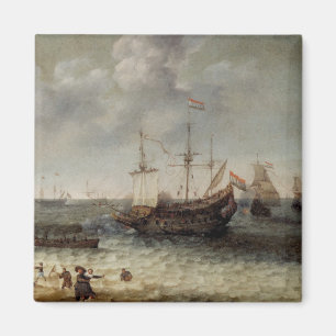 Niederländischer Hafen in der Nähe der Stadt Brill Magnet