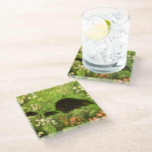 Niederländischer Jugendstil-Igel und Babys Glasuntersetzer