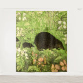 Niederländischer Jugendstil-Igel und Babys Wandteppich (Vorderseite)