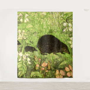 Niederländischer Jugendstil-Igel und Babys Wandteppich