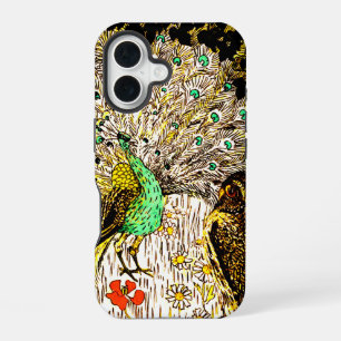 Niederländischer Jugendstil Pfau und Eulen iPhone 16 Hülle