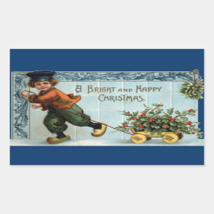 Niederländischer Jungen-Vintages Weihnachten Rechteckiger Aufkleber