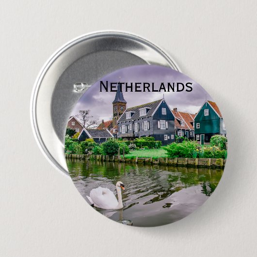 Niederländisches Dorf Marken Button (Vorne & Hinten)