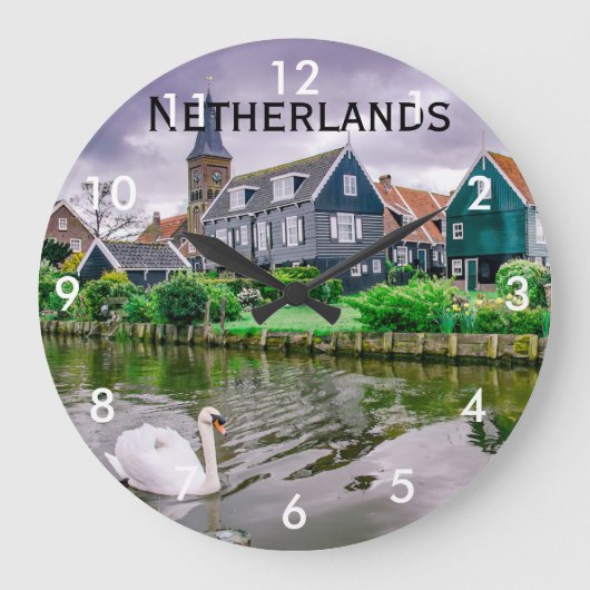 Niederländisches Dorf Marken Große Wanduhr (Vorderseite)