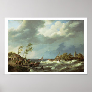 Niederländisches Fischereifahrzeug an einem Lee mi Poster