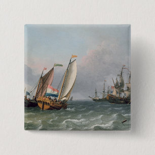 Niederländisches Verschiffen in einem Choppy Meer Button