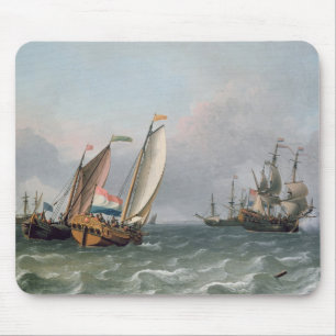 Niederländisches Verschiffen in einem Choppy Meer Mousepad