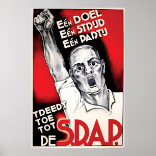 Niederländisches Wahlplakat  SDAP Ein Ziel, Kampf  Poster