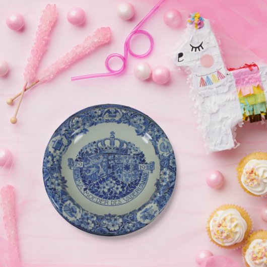 NIEDERLÄNDISCHES WAPPEN BLAU DELFT PAPIERPLATTE PAPPTELLER (Party)