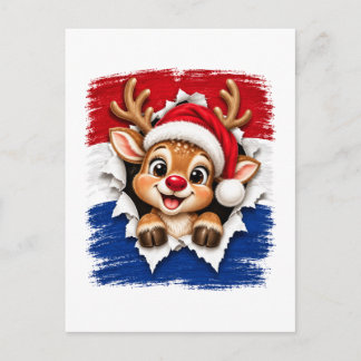 Niederländisches Weihnachtsrentier Ankündigungspostkarte