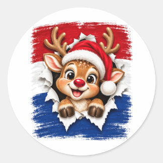 Niederländisches Weihnachtsrentier Runder Aufkleber