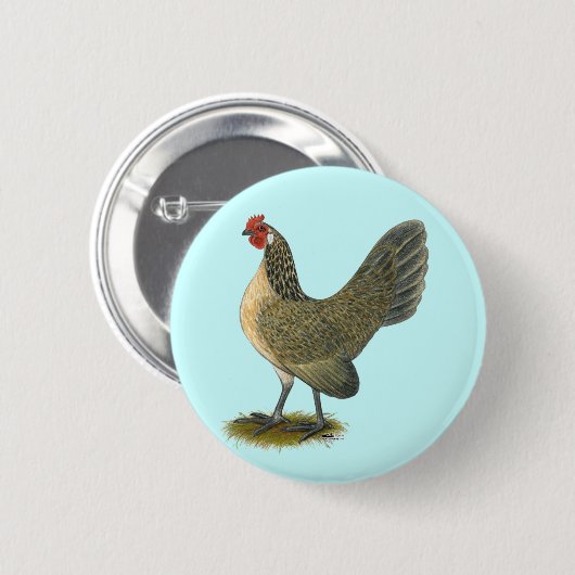 Niederländisches Zwerghuhn: Blaue Wachtel-Henne Button (Vorne & Hinten)