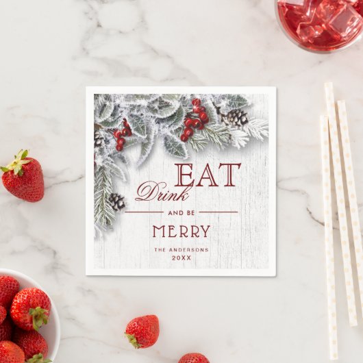 Niederlassung Mistletoe Rustic Frohe Weihnachtsfei Serviette (Beispiel)