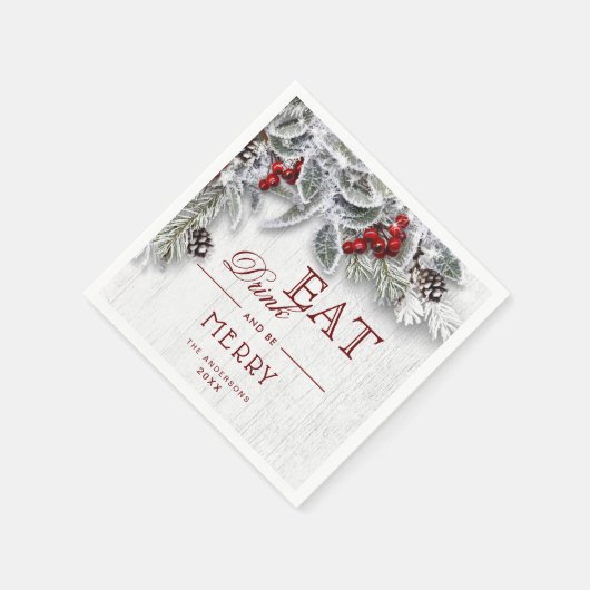 Niederlassung Mistletoe Rustic Frohe Weihnachtsfei Serviette (Ecke)