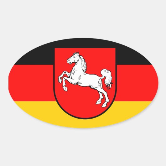Niedersachsen Flagge mit Wappen Ovaler Aufkleber (Vorderseite)