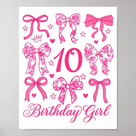 Niedlich 10 Geburtstag Coquette-Bogen 10. Geburtst Poster (Vorne)