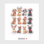 Niedlich 12 Hunde Weihnachten Hund Liebhaber Weihn Aufkleber (Blatt)