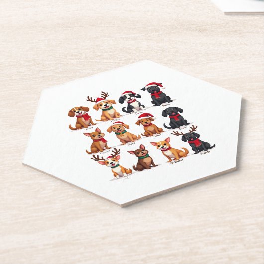 Niedlich 12 Hunde Weihnachten Hund Liebhaber Weihn Untersetzer (angewinkelt)