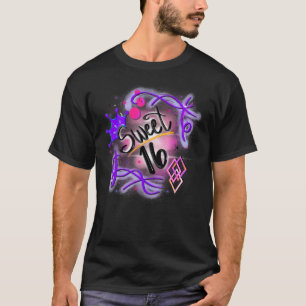 Niedlich 16. Geburtstag Airbrush Graffiti Retro T-Shirt