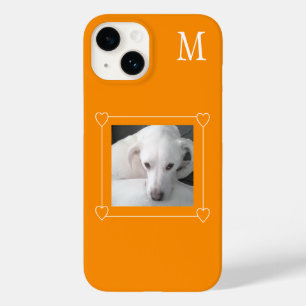 Niedlich 1 Foto Hund Single Initial Orange Case-Mate iPhone 14 Hülle