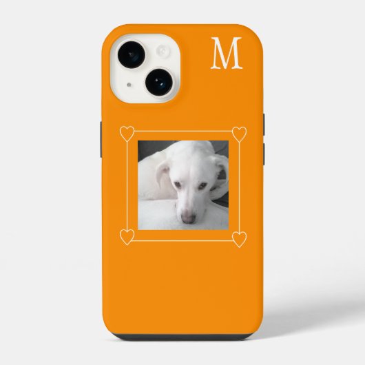Niedlich 1 Foto Hund Single Initial Orange iPhone Hülle (Rückseite)