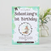 Niedlich 1. Geburtstag Einladung (Stehend Vorderseite)