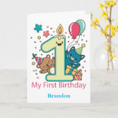 Niedlich 1. Geburtstag Panda Personalisiert Karte (Gelbe Blume)