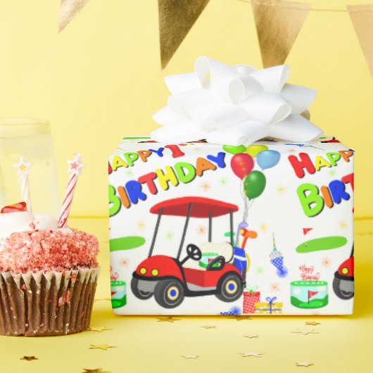 Niedlich 1. Geburtstag Red Golf Cart Boy's Geschenkpapier (Geburtstagsparty)