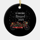Niedlich 1. Weihnachten Verheiratet 2025 Tandem Fa Keramik Ornament (Vorne)