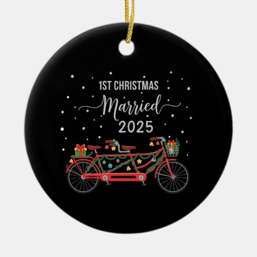 Niedlich 1. Weihnachten Verheiratet 2025 Tandem Fa Keramik Ornament (Vorne)