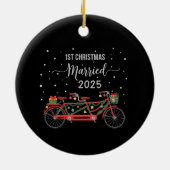 Niedlich 1. Weihnachten Verheiratet 2025 Tandem Fa Keramik Ornament (Hinten)