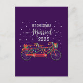 Niedlich 1. Weihnachten Verheiratet 2025 Tandem Fa Postkarte (Vorderseite)