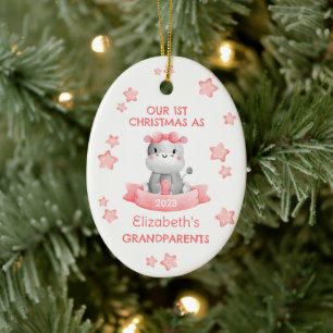 Niedlich 1. Weihnachtsgrandeltern Baby Hippo Keramik Ornament