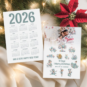 Niedlich 2026 Kalender Foto 12 Weihnachtstage Feiertagskarte