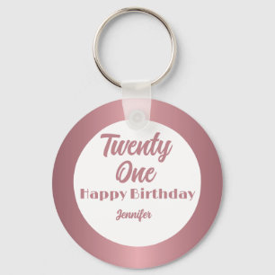 Niedlich 21 Rose Gold Script Happy Birthday Schlüsselanhänger