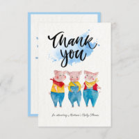 Niedlich 3 kleine Schweine Babydusche Danke Karte