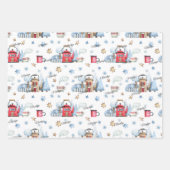 Niedlich, 3 Namen passend Wintermuster 19x29 Geschenkpapier Set (Vorderseite)